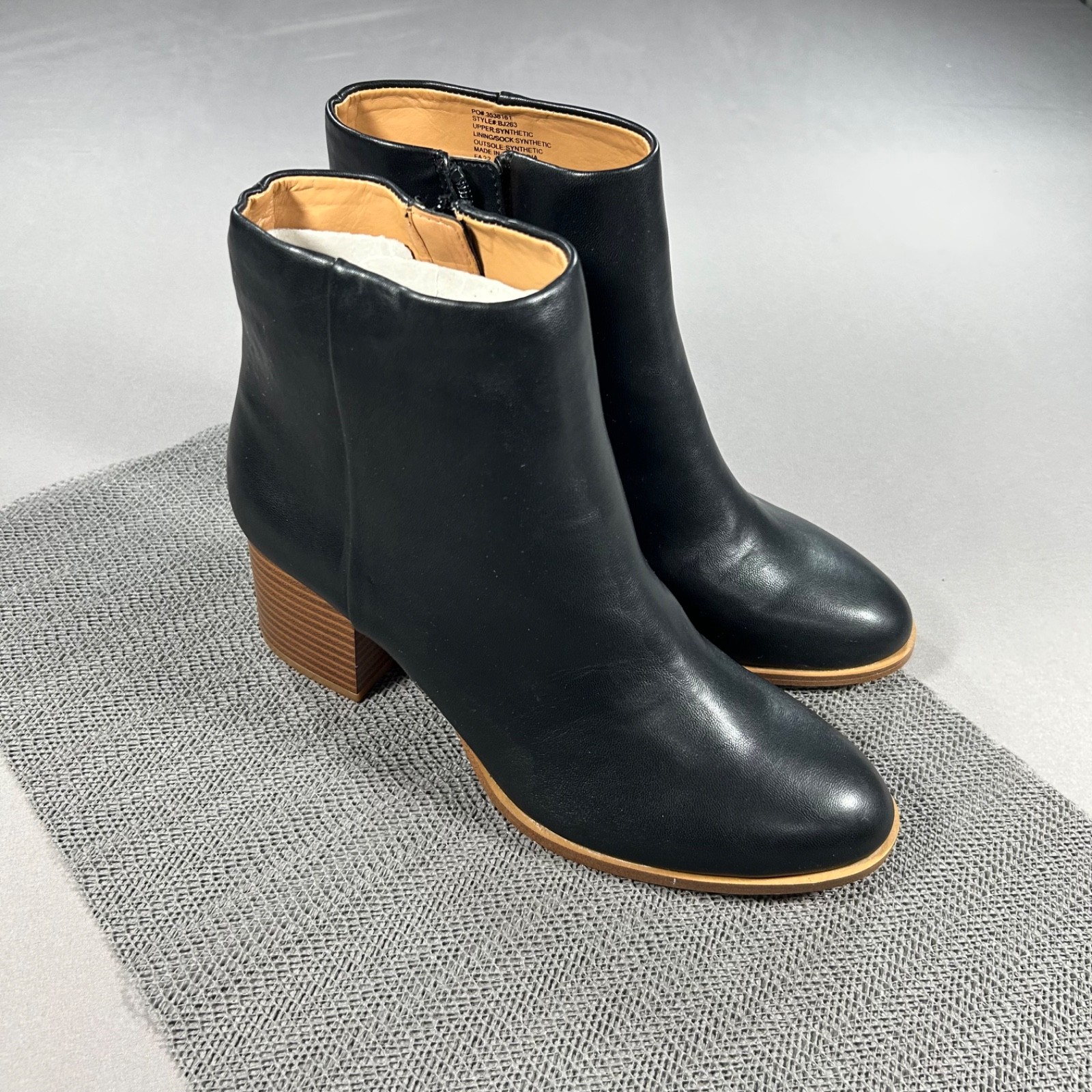 J.CREW $188 Women’s BLACK Faux-Leather Heeled Going Out Zipper Ankle Boots 8.5