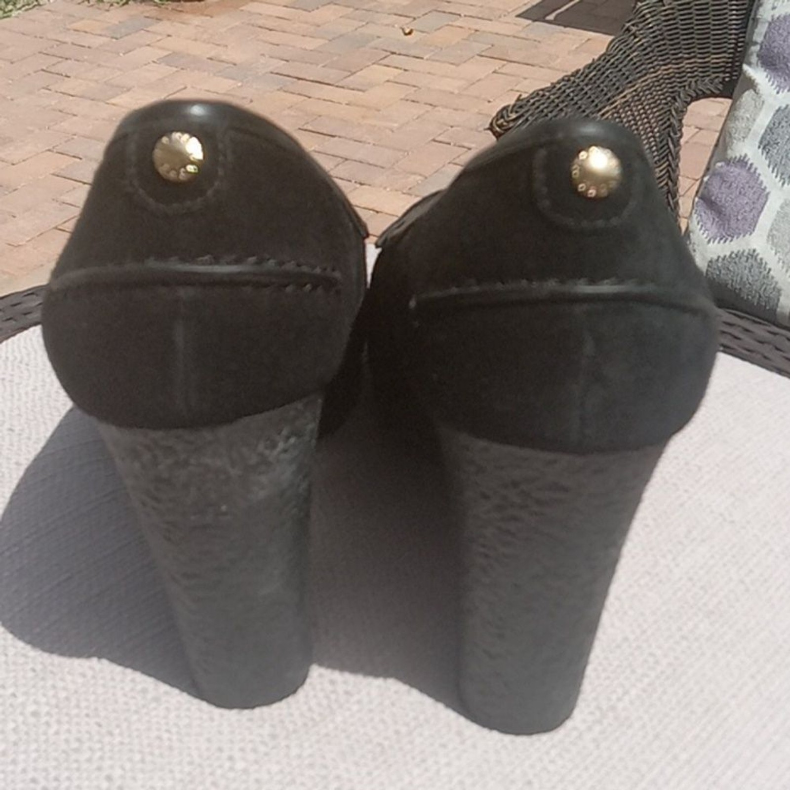 Michael Kors Rory wedge heel round toe black suede heels size 9.5