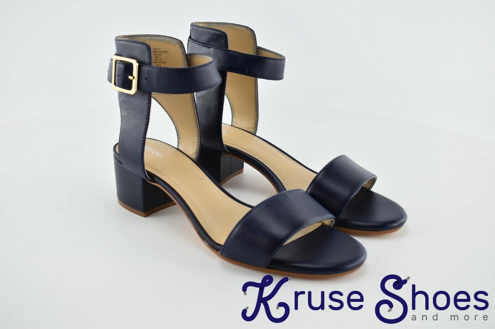 LAND’S END Womens High Ankle Strap Heel Sandals Deep Sea Size 6W