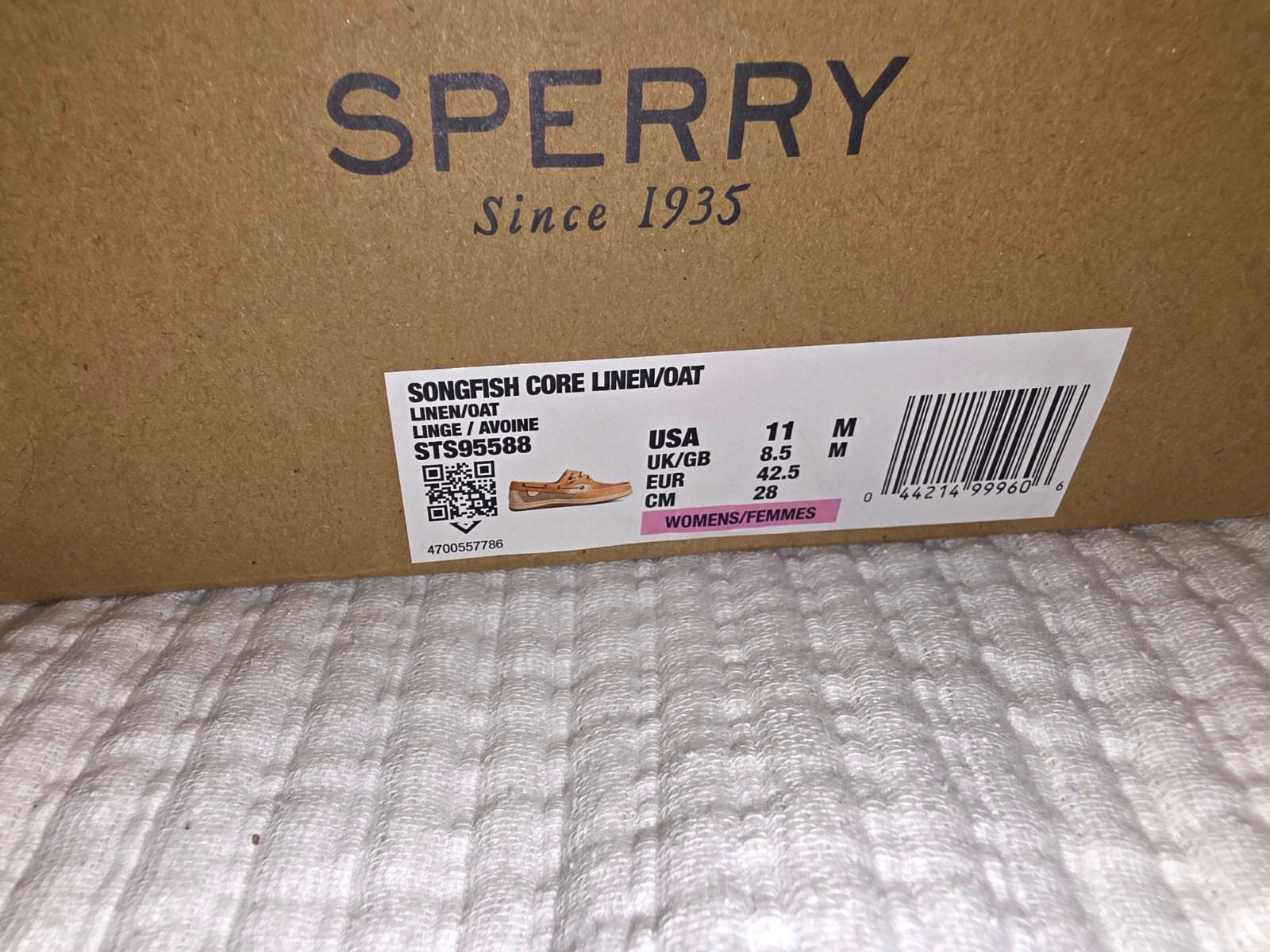 Sperry Songfish Core Women’s Boat Shoe Beige/Tan Leather Lace-Up US 11 M