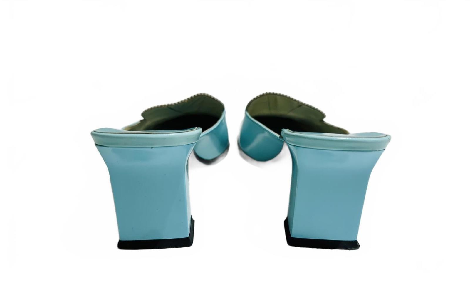 Via Spiga Italian Leather Mules Light Blue Heeled – 8M