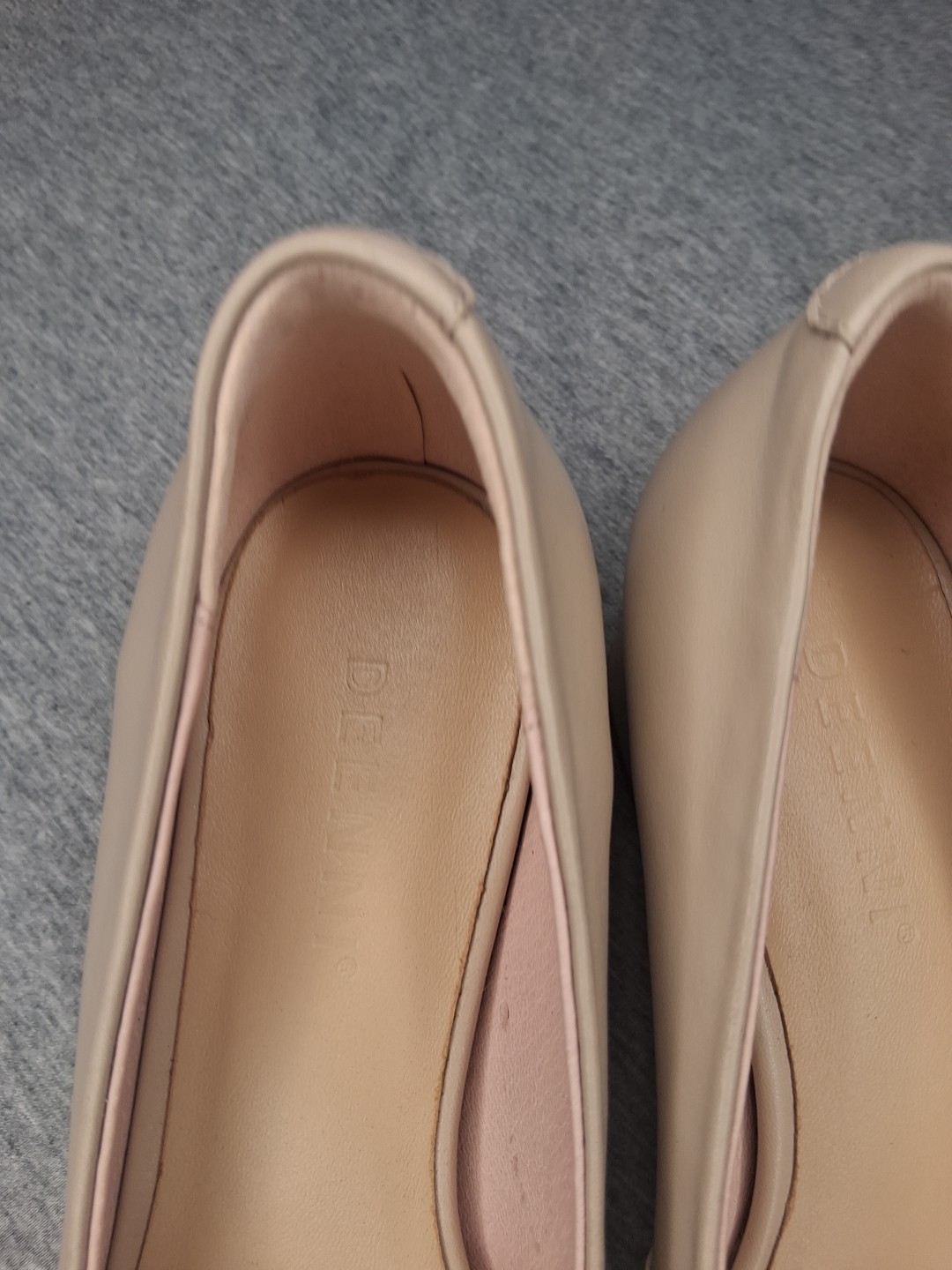 DEENNI Heeled Ballet Pumps Tan Minimalist Business Casual Size 38 US 7