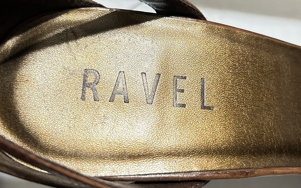 Vintage Ravel Woven Leather Ankle Strap Heels Brown UK 5 Made in Brazil