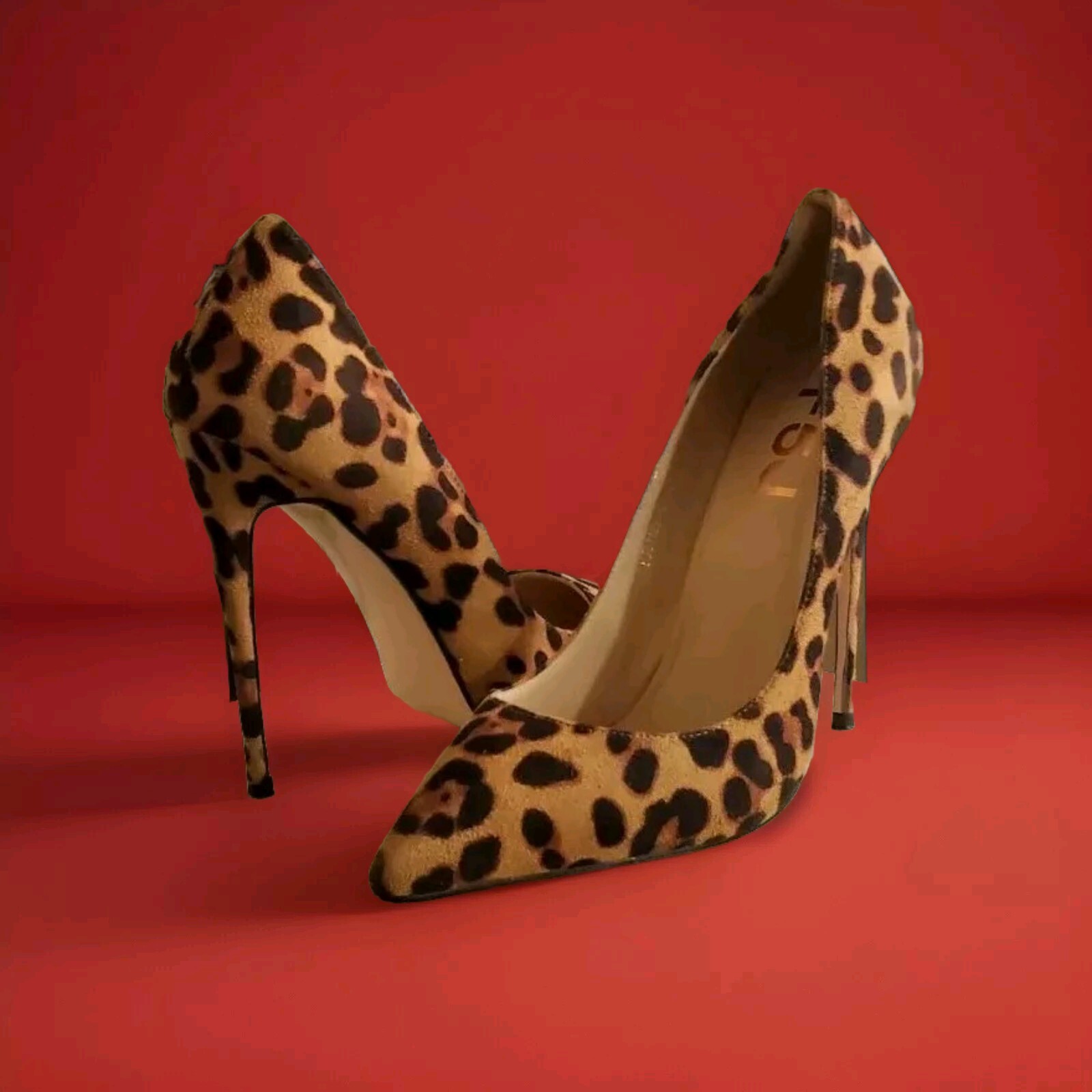 PRE-OWNED FSJ 9M BROWN/BEIGE SUEDE LEOPARD PRINT STILETTO PUMPS VGUC