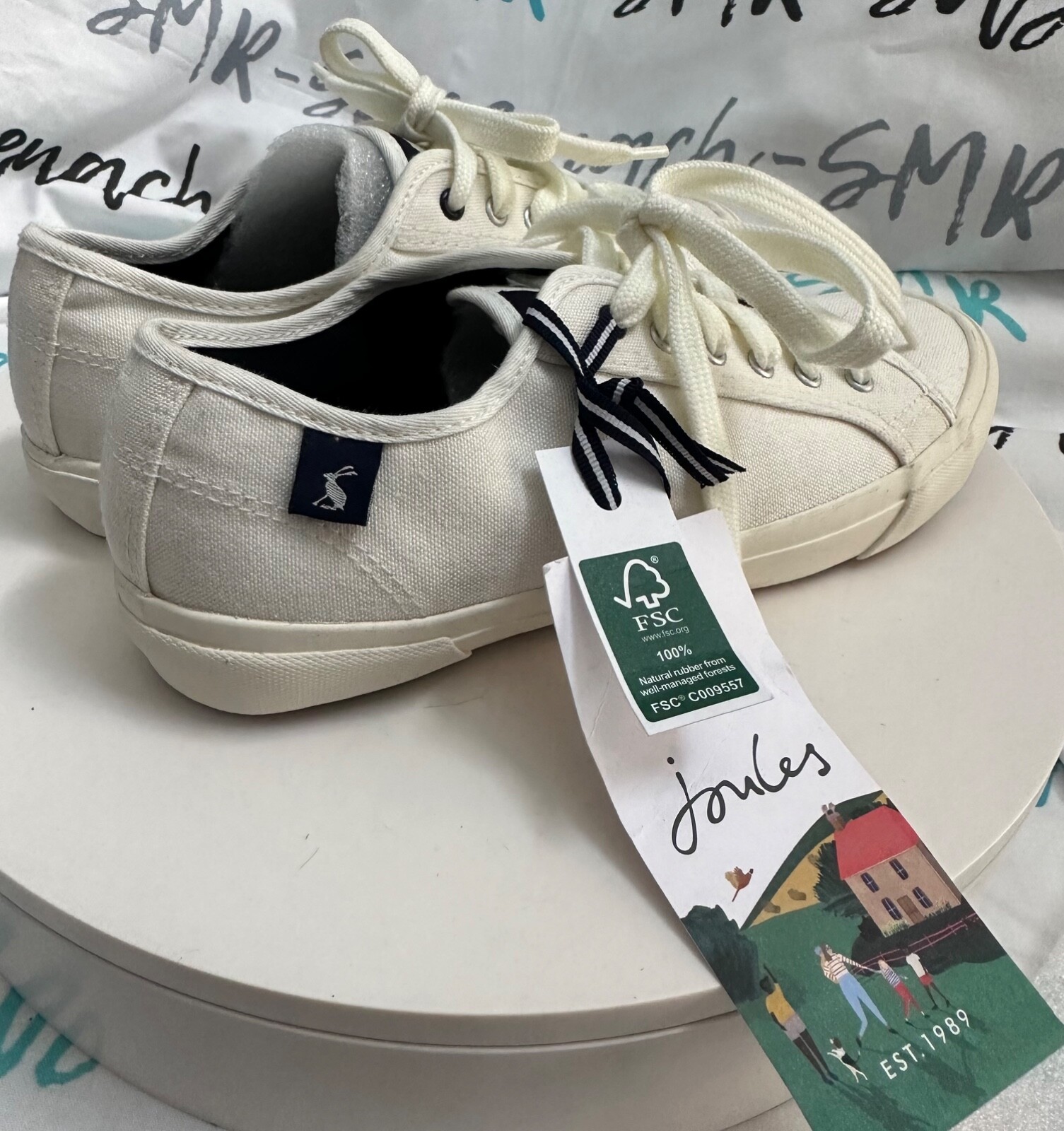 Women Joules USA White Organic Coast Pump Lace Up Sneakers Size US 6 Euro 37 NEW