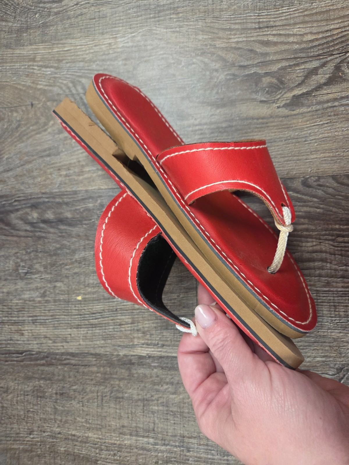 KINO Solid Red Thong Sandals Made in Key West Florida Women’s Size 9 Shoes