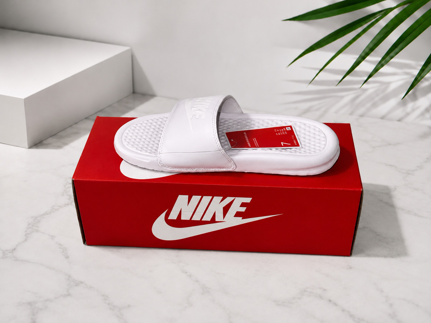 Nike WMNS Benassi JDI Slide Sandals White 343881-115 Women’s Size 7 New