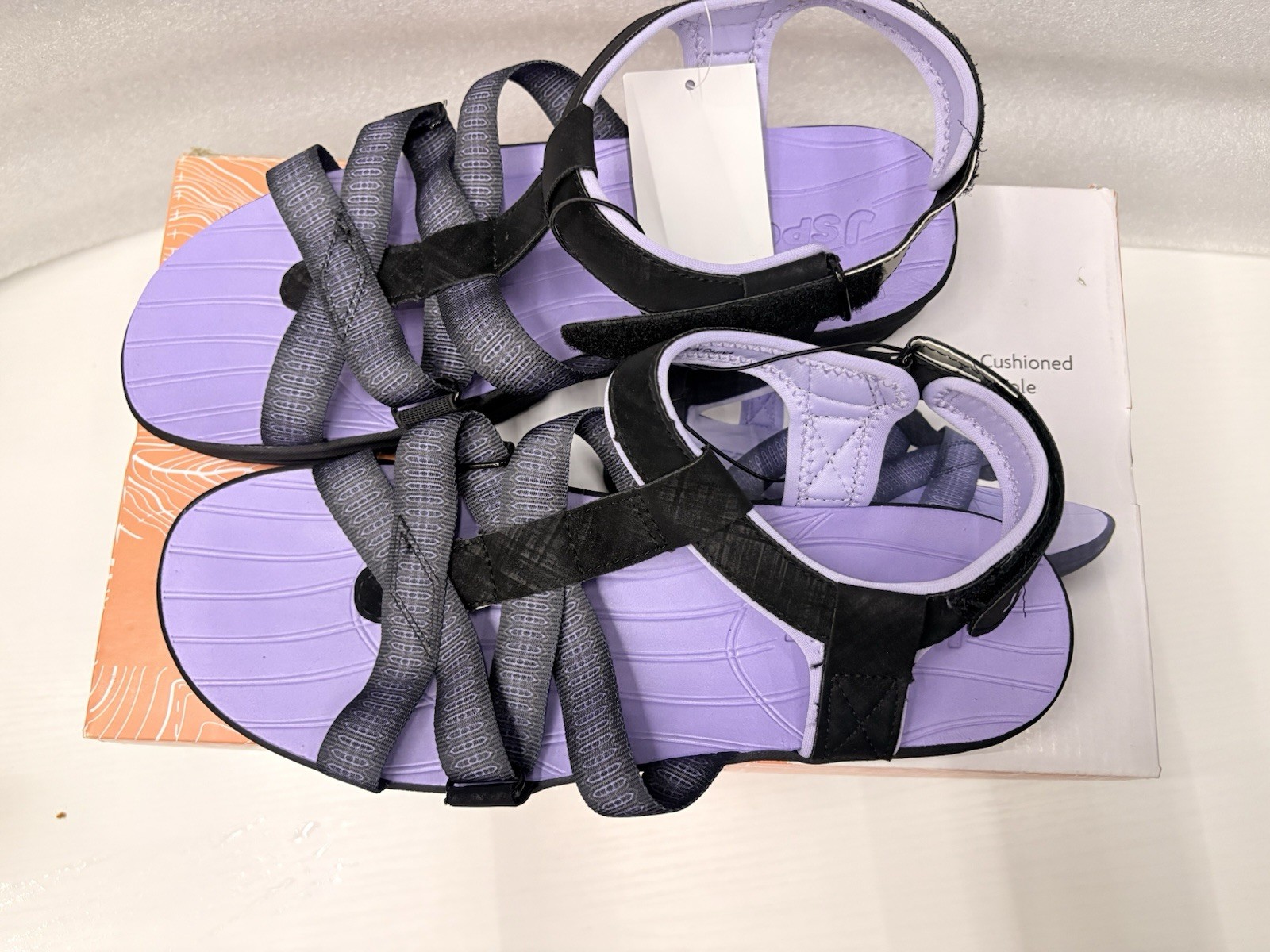 JSport Kaia Sport Sandals Women’s Size 8 Black Purple Adjustable Strap