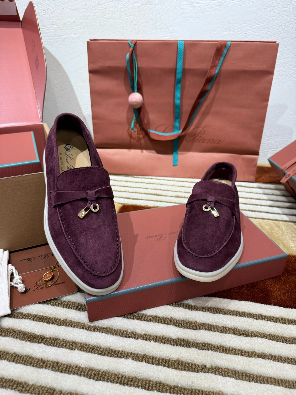 LORO PIANA Burgundy Red Soft Nappa Lined Cushioned Daily Urban Footwear🔥