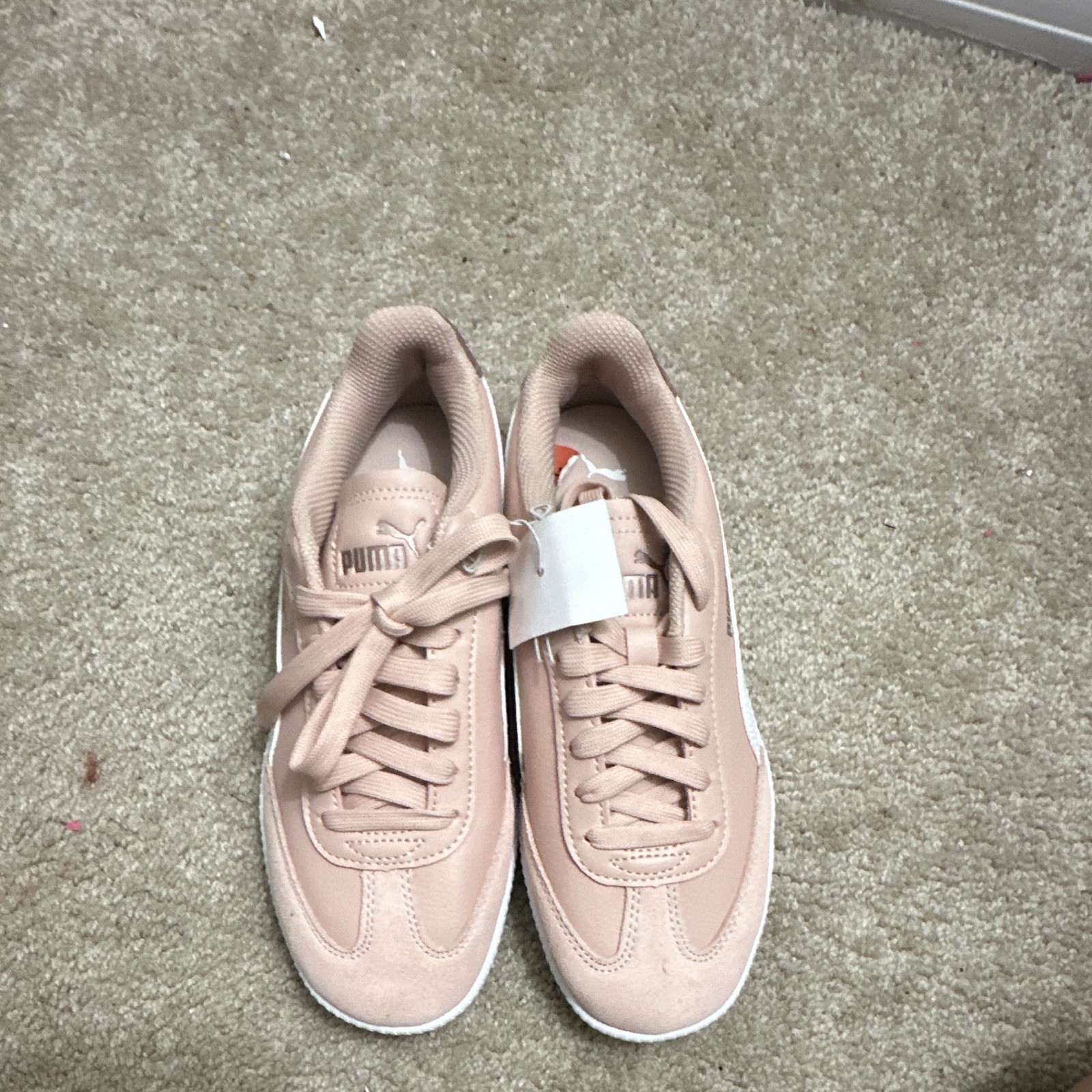 PUMA Women’s Pink/White Low Top Lace-Up Sneakers, Rubber Outsole 403563-01