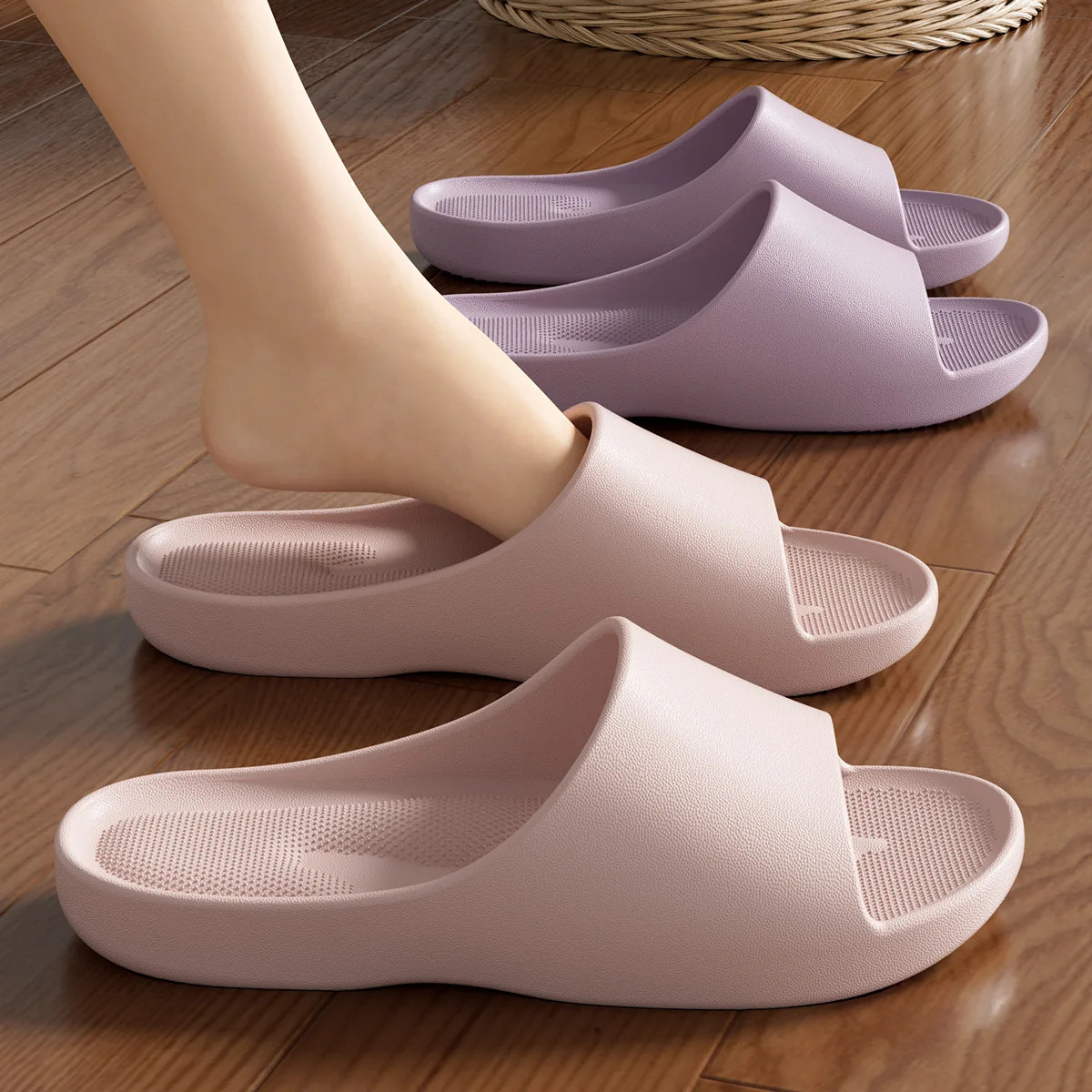 Couple Slippers Soft EVA Non-slip Slides Lightweight Breathable Indoor Bath