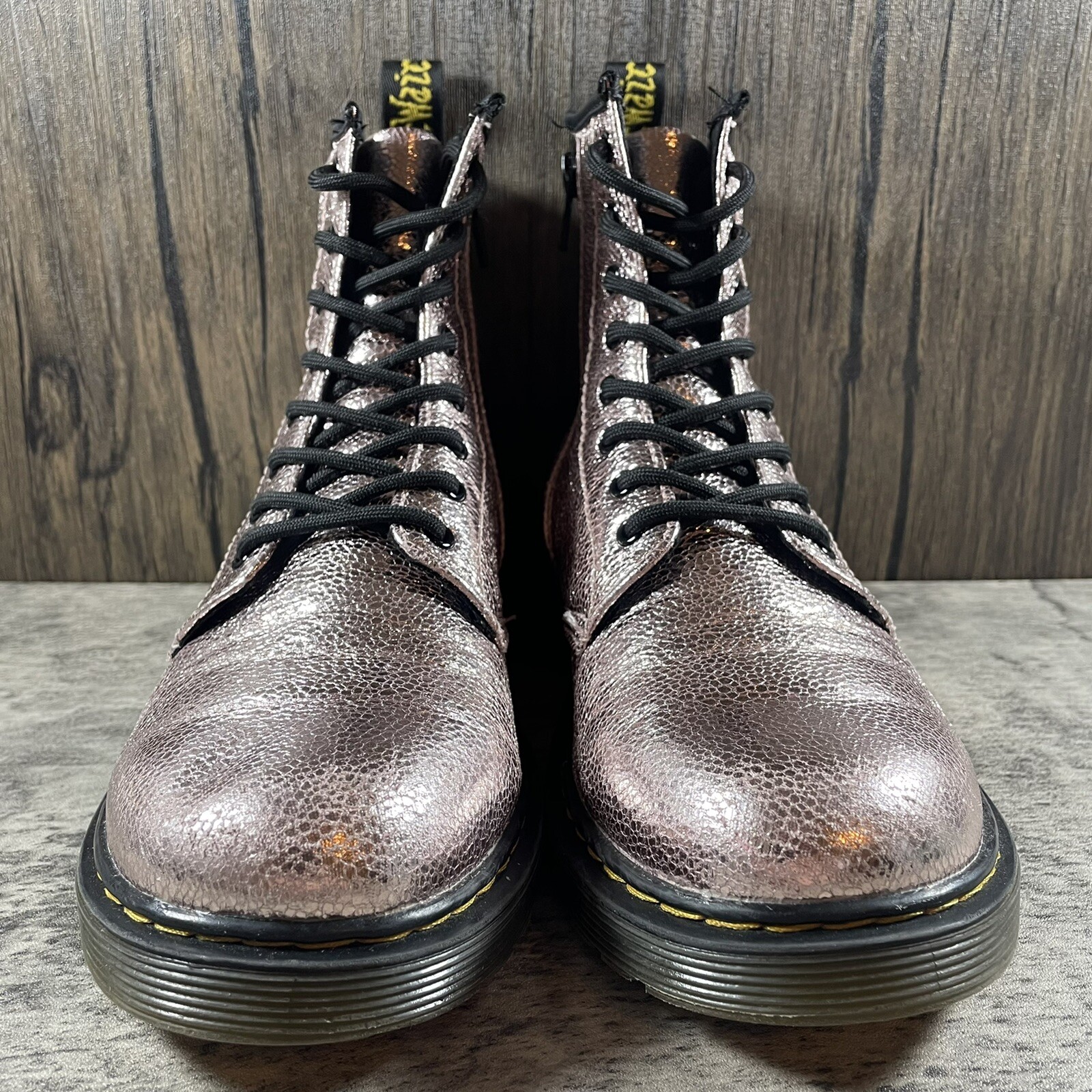 Unisex Dr. Martens 1460 Glitter J Boots Dark Pink Lace Up Zip Women’s Size 5