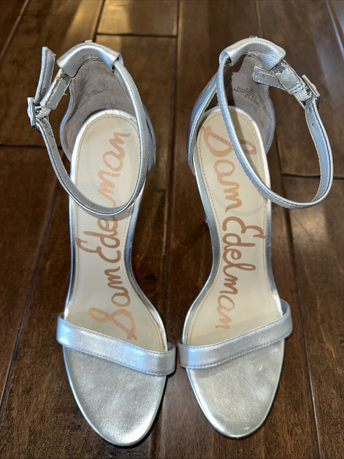 SAM EDELMAN Eleanor Ankle Strap High Heel Sandals Silver Size 9