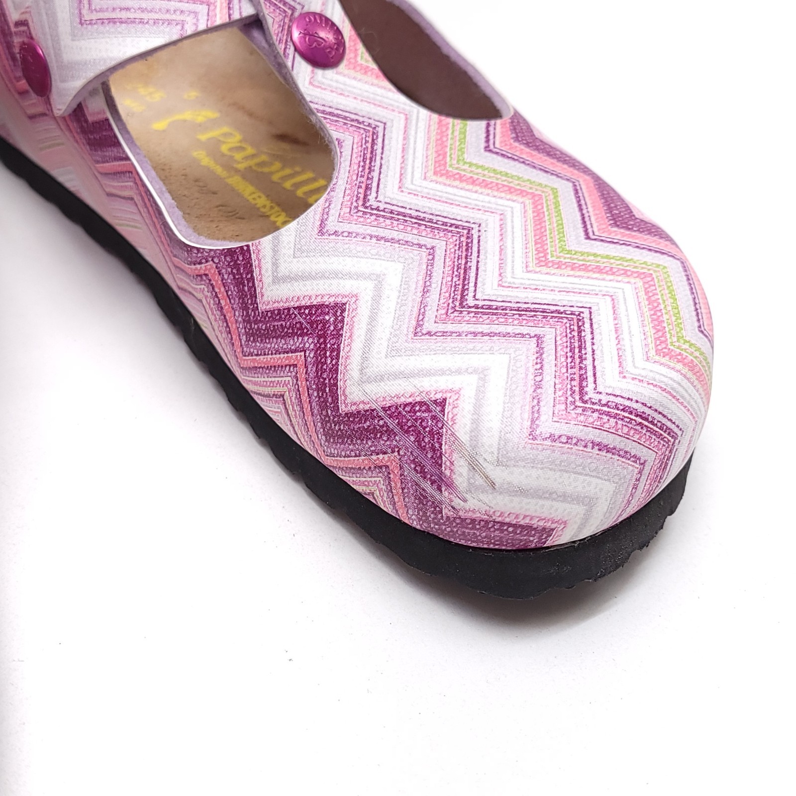 Papillio Birkenstock Boston Clogs Pink Purple Chevron Womens Size 7 EU 38