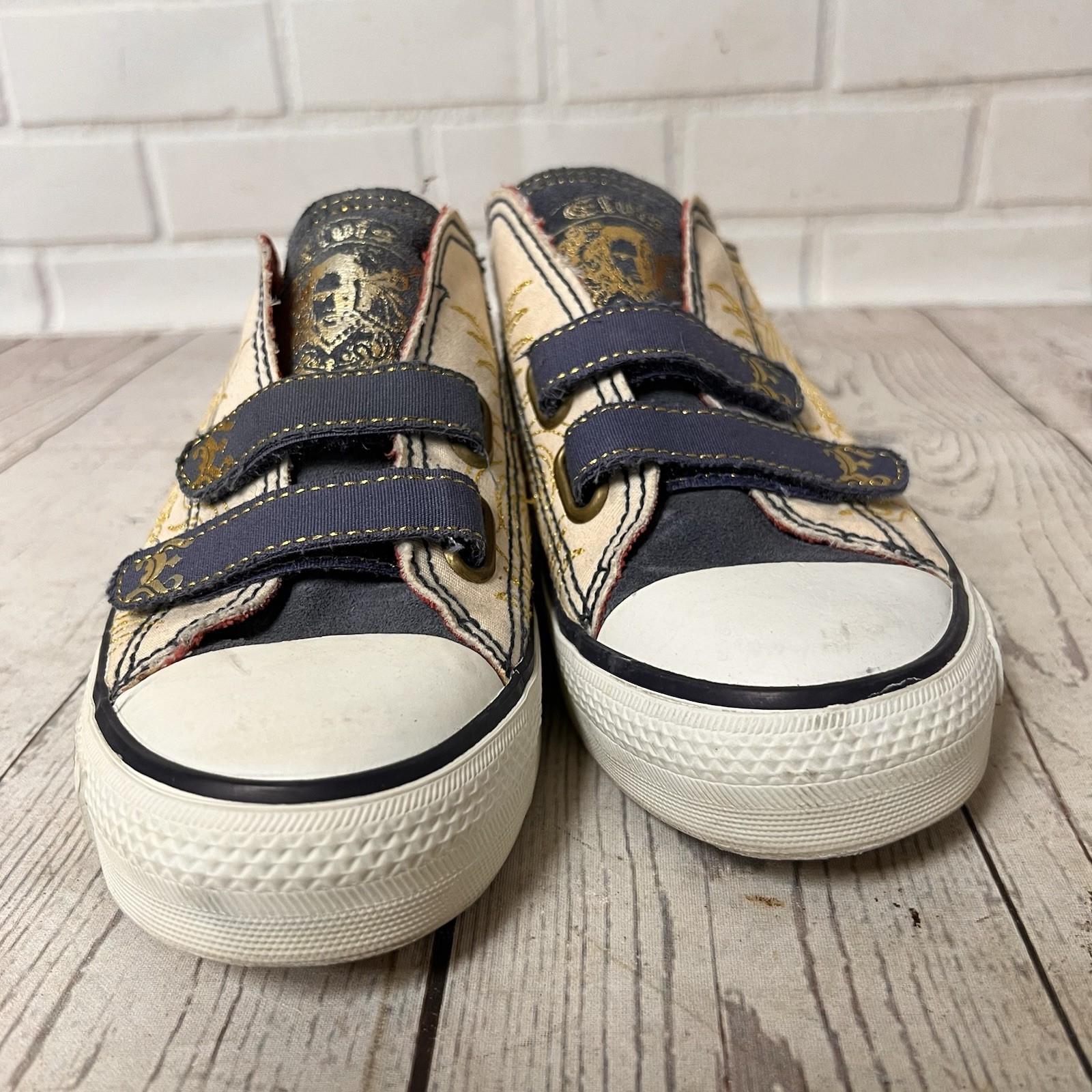Vintage Elvis Presley Graceland Shoes canvas king Size 5 Women White Gold RARE