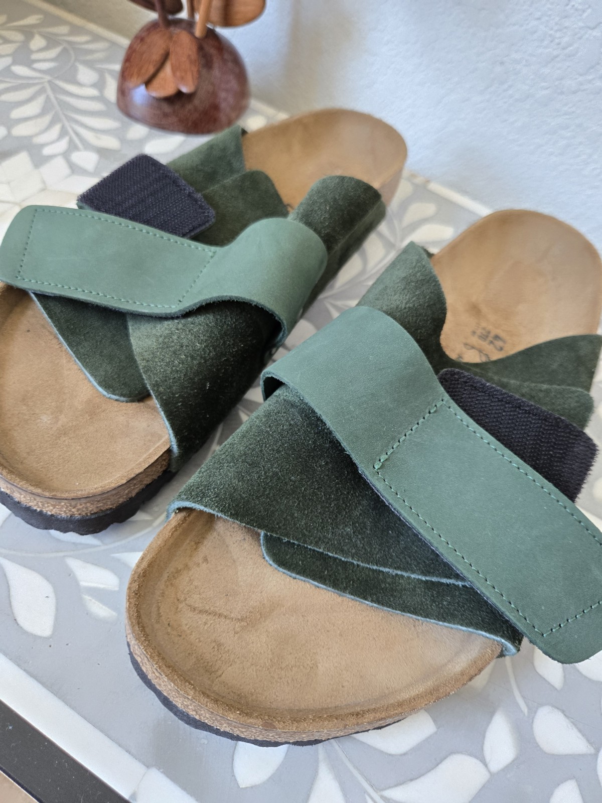 New Birkenstock Kyoto Thyme Nubuck/Suede Leather Adjustable Medium Width Sz 42