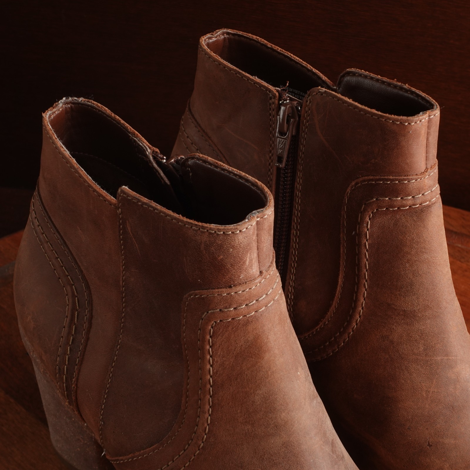 Clarks Boots WMS SZ 9.5M Brown Carleta Paris Leather Ankle Coastal Cowgirl Boho