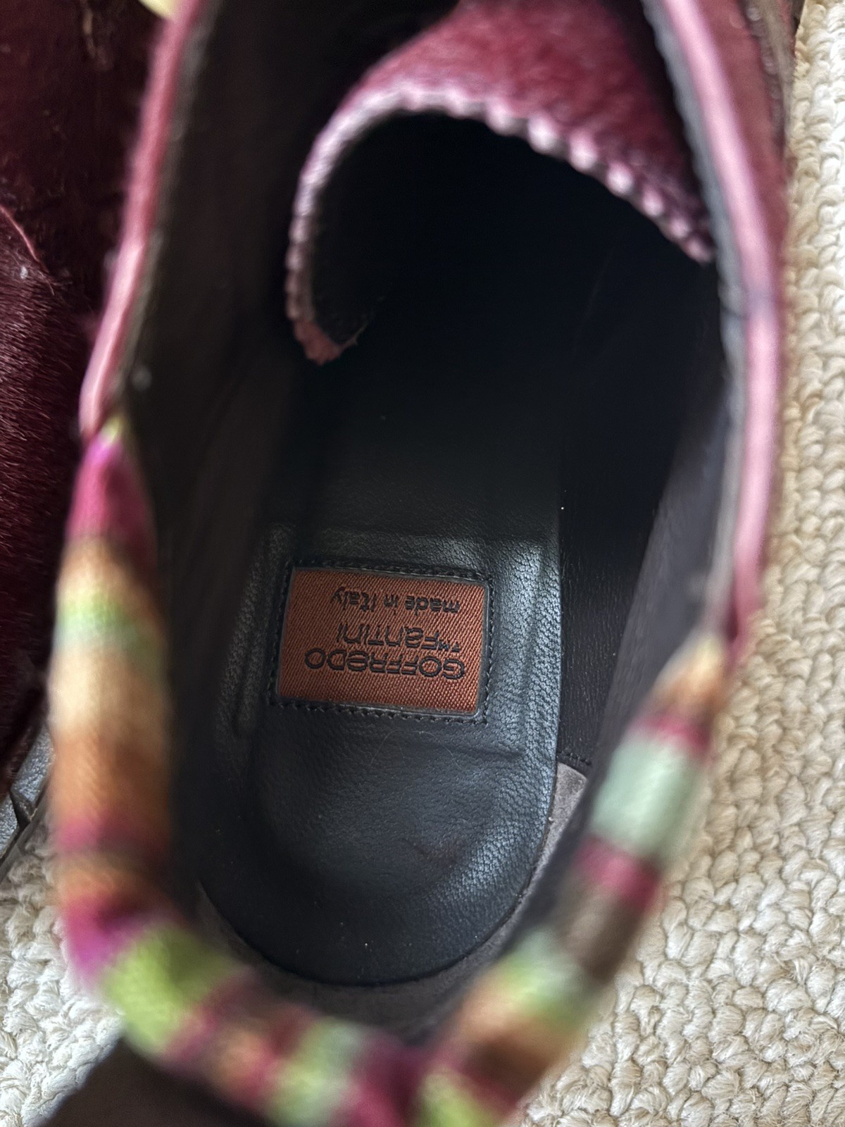 Goffredo Fantini Women’s 38 calfhair shoes burgandy unique