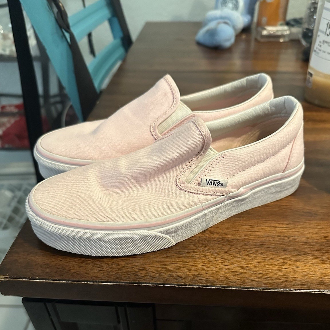 VANS Classic Slip-On Pink Canvas Sneakers Low Top Rubber Outsole Women