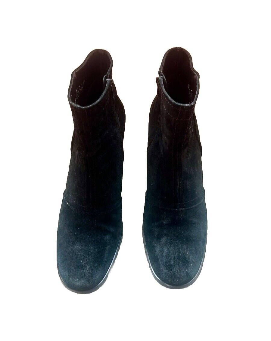 FRANCO SARTO Ankle Boots Black Suede Wedge Booties Size 9.5