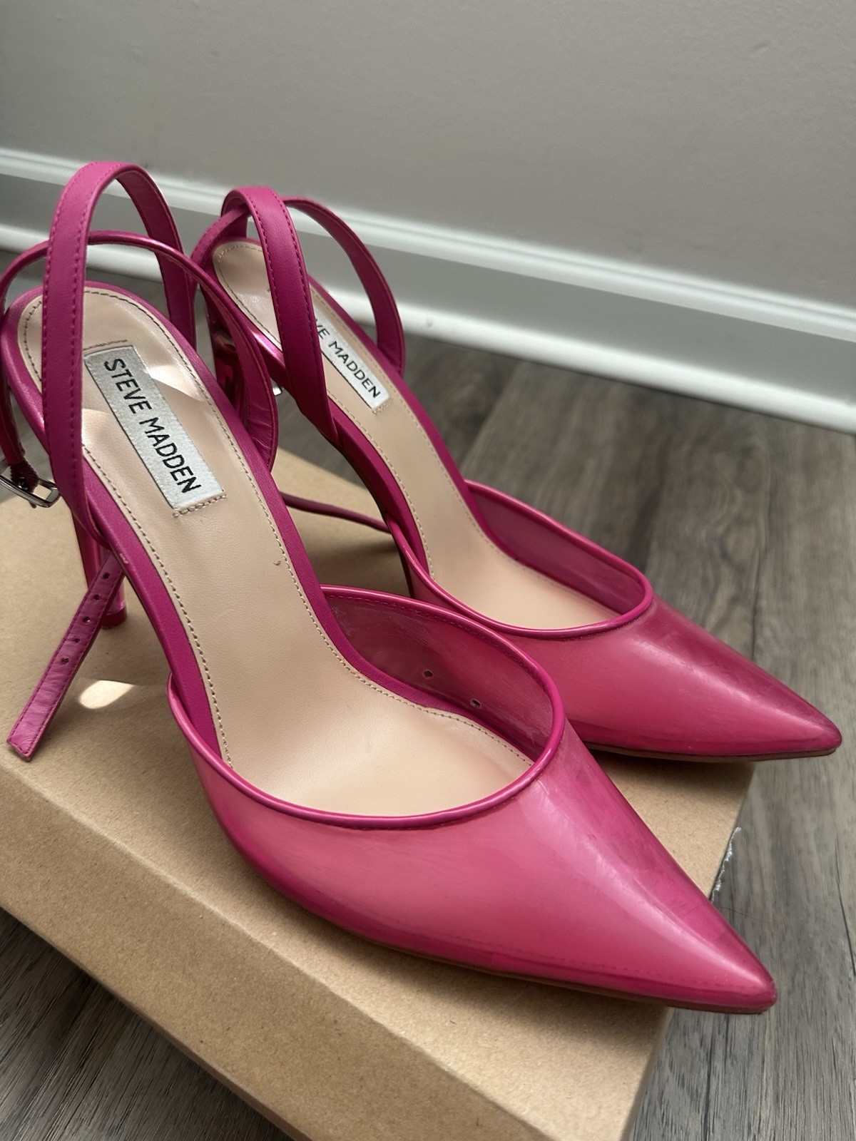 Steve Madden Women’s Pink Pointed Toe Stiletto Slingback Ankle Strap 10