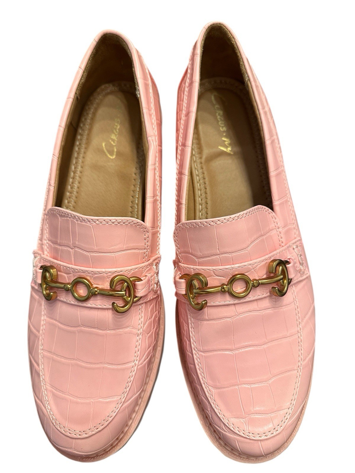 Circus by Sam Edelman Pink Crocodile Embossed Loafer Flats Women’s 9.5