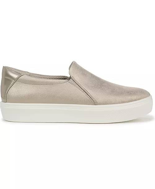 Dr Scholl’s Light Gold Faux Leather Slip On Sneakers 6M New Stylish Comfort