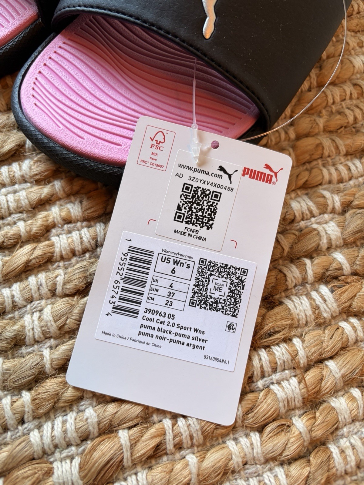 Puma Black & Pink Slide Sandals with White Logo. Cool cat 2.0 sport women’s 6