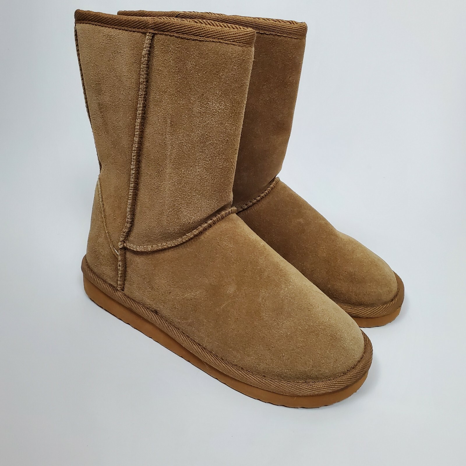 NINE WEST Women’s Suede Leather Upper Boots Fox Fur Hickory/Light Brown Size 6