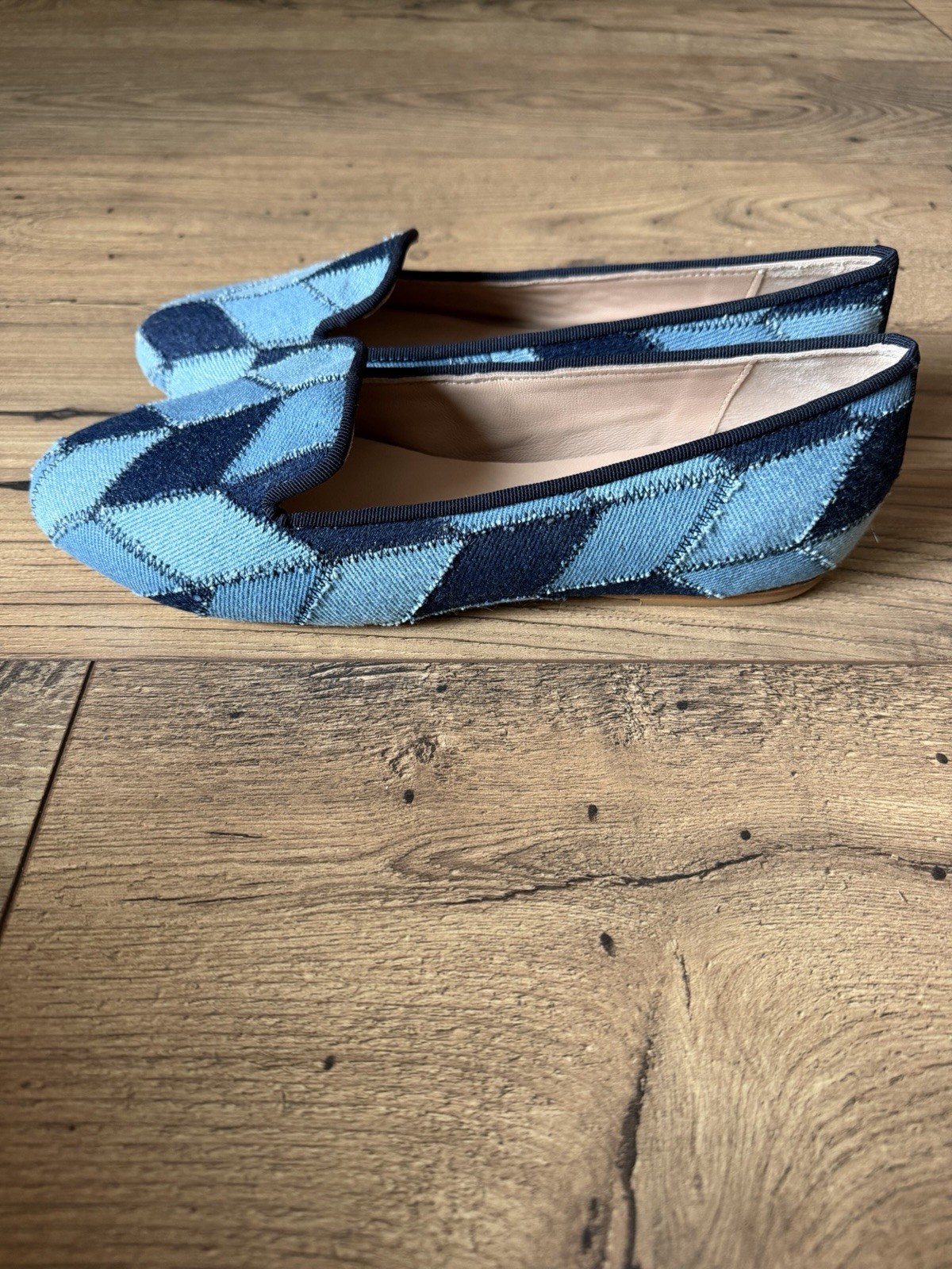 Sundance Made In Italy Women’s Size 38 Blue Chevron Patchwork Denim Loafer Flat