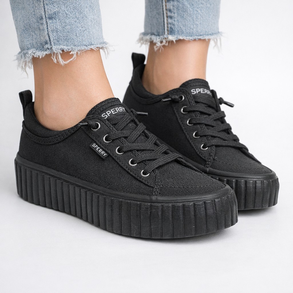 NEW Women’s Sperry SeaCycled Pier Wave Top-Siders Memory Foam Black Size 5.5 M