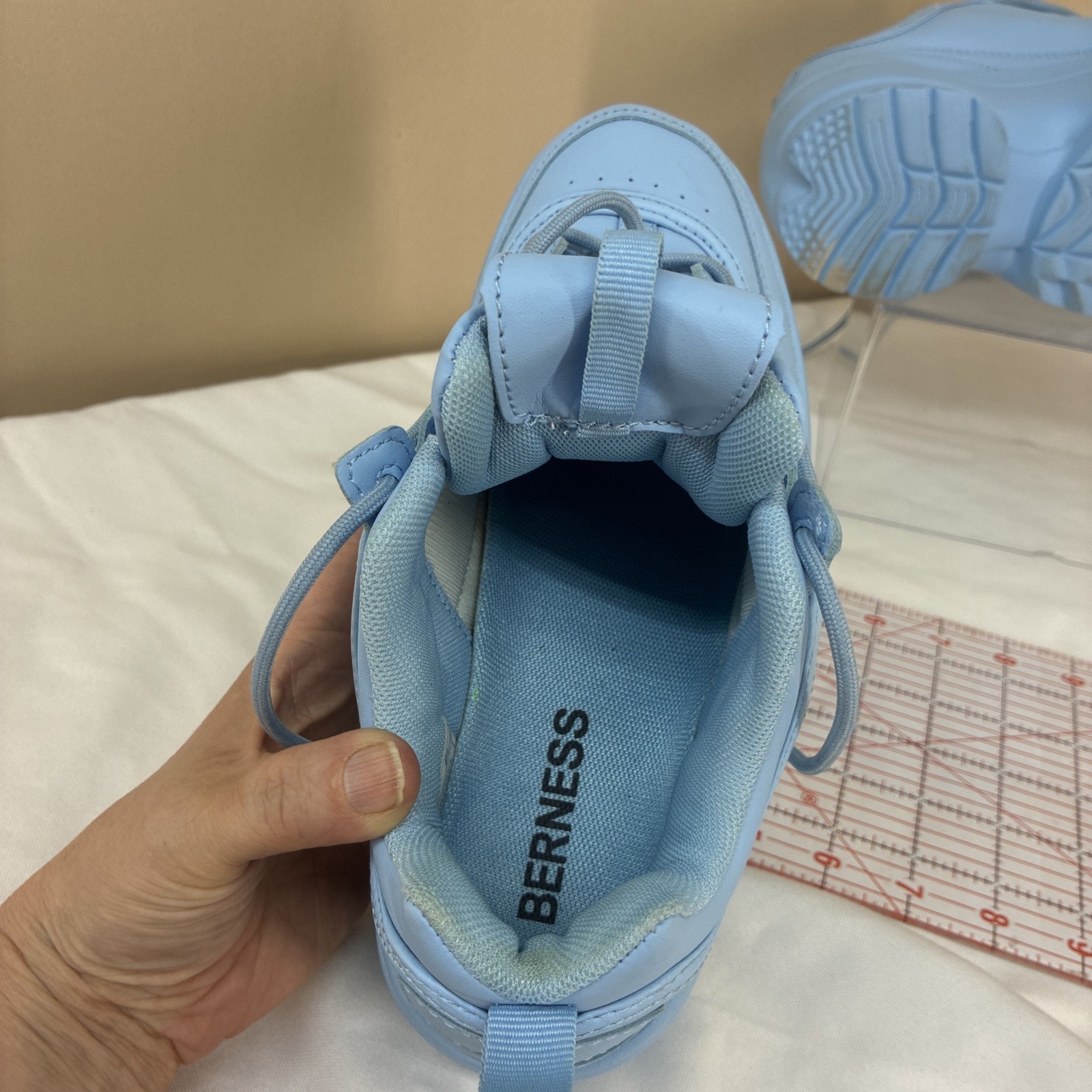 Berness LILY 5005 Light Blue Platform Sneakers Chunky Lace Up Shoes Women Bold