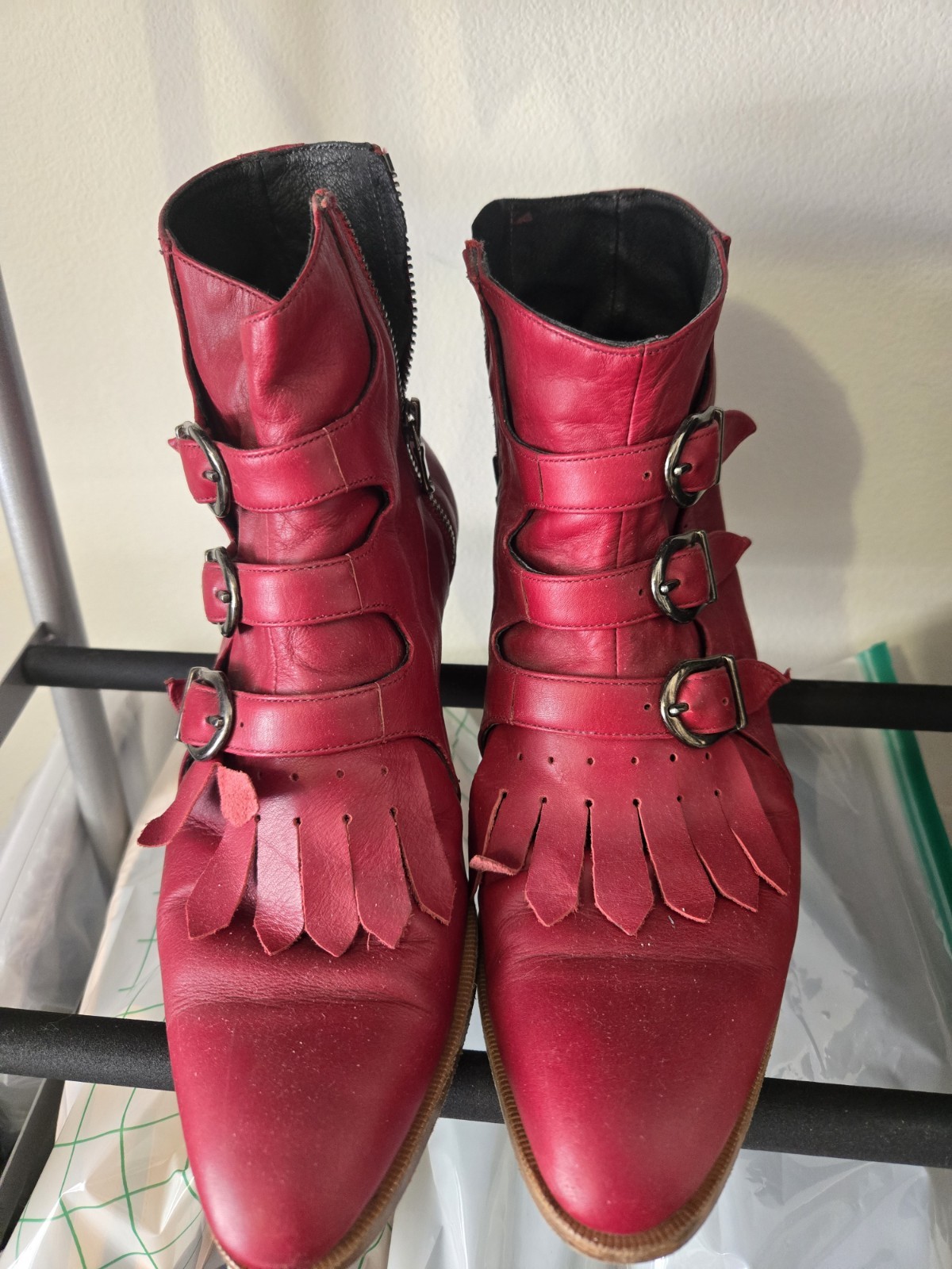 Modern Vice Jett Boots 37 Red Leather Fringe