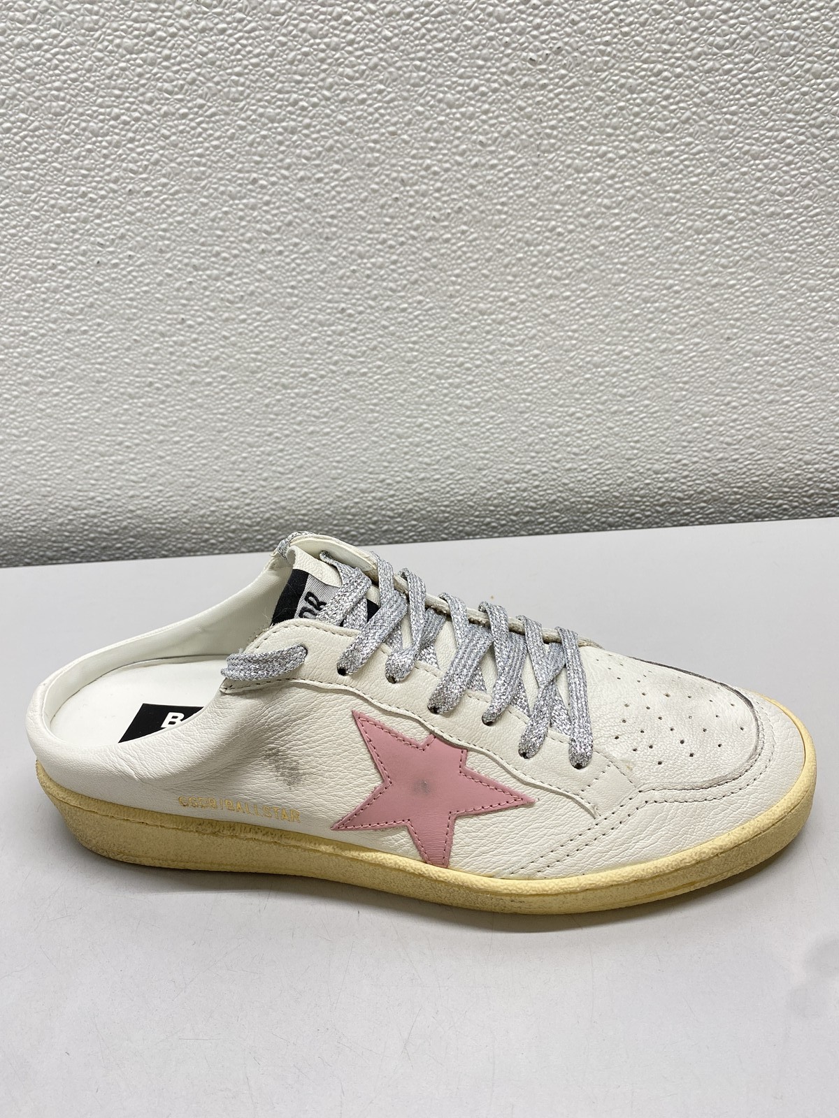 Golden Goose Womens Bali Star Sabot Slip-on Leather Sneakers Size 10 White, Pink