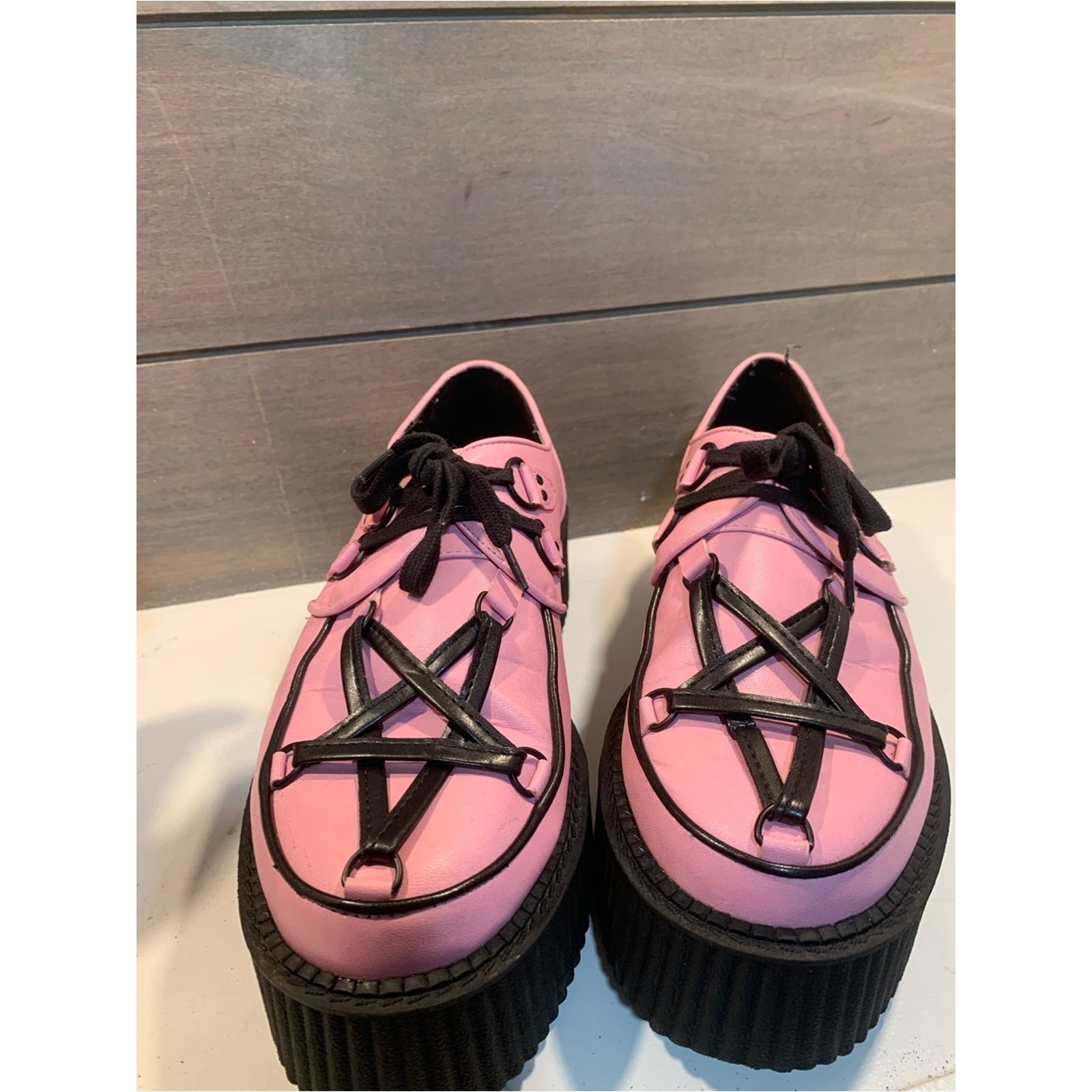 Killstar Hexellent Creepers Pink Black Platform Sz 10 Steam Punk Whimsigoth