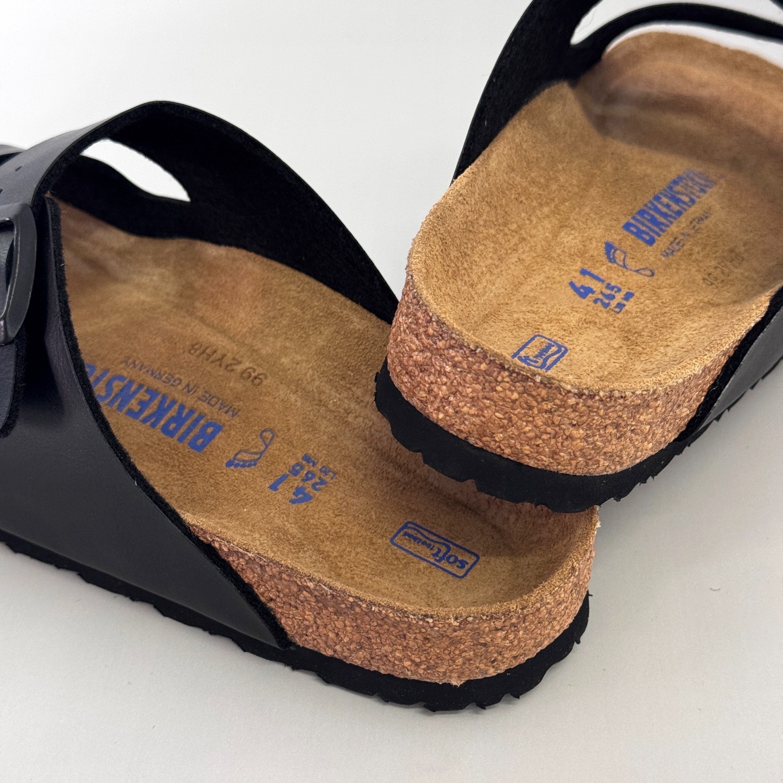 Birkenstock Arizona Soft Footbed Birko-Flor Black Two-Strap Sandals EU37-45