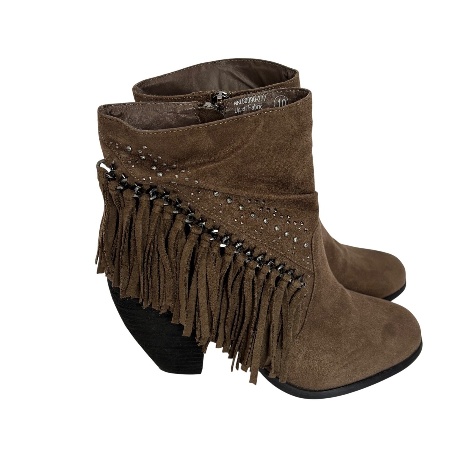 Not Rated Brown Fringe Studded Ankle Boots Boho Western Booties Size 10