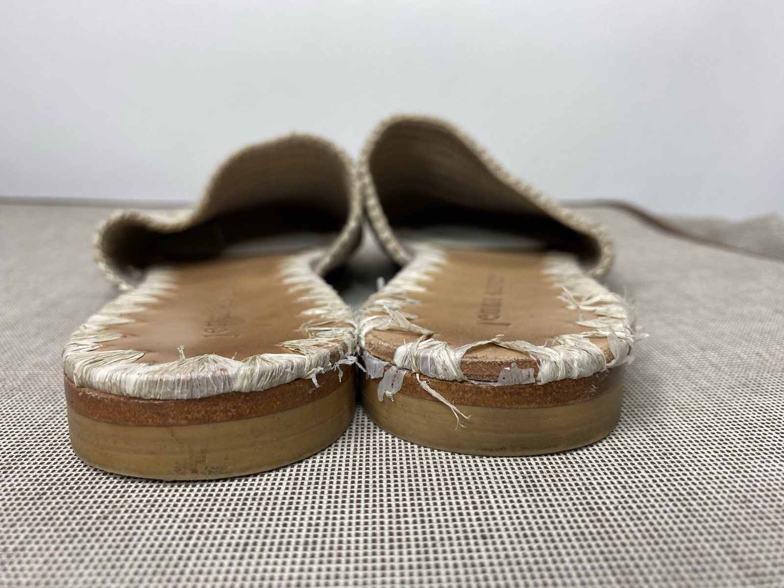 Jenni Kayne Raffia Mules Flats Straw Beige Women’s 38 US 8 Slides Boho Woven