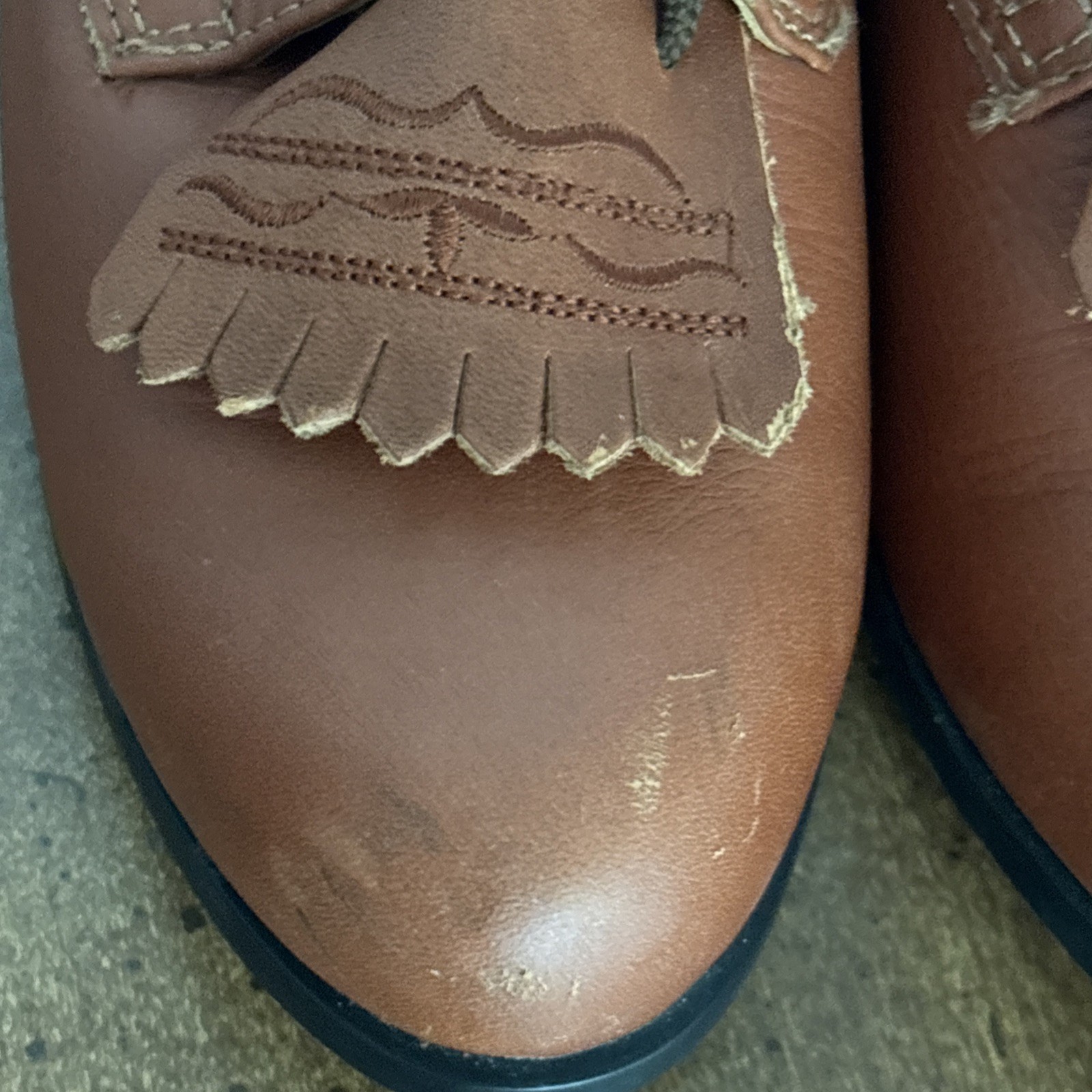 Ariat Woman’s Chukka ATS Ankle Boots Lace-Up Fringe Brown Leather Womens 7.5