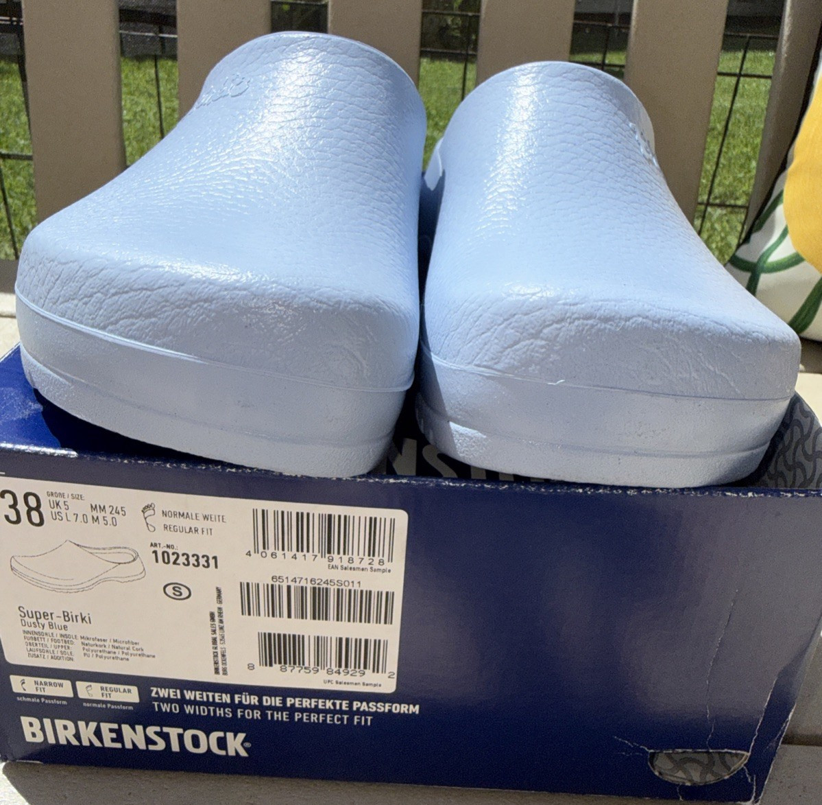 NWOB Birkenstock Super Birki Dusty Blue Shearling fur lining EU 38 US 7-8