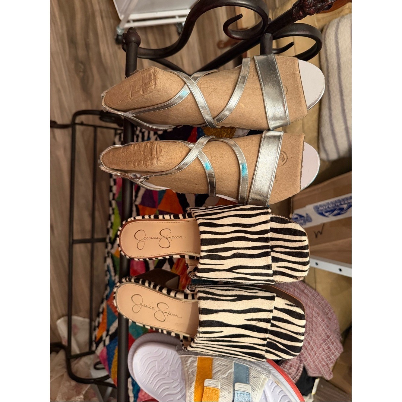 GET 3 pairs A Jessica Simpson shoes and Silver Strap-y Sandals, recovery shoes