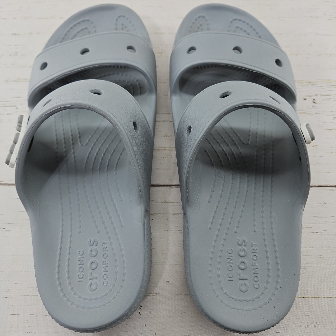 Crocs Classic Dual Band Womens 8 Gray Slip On Slides Sandals Jibbitz 206761