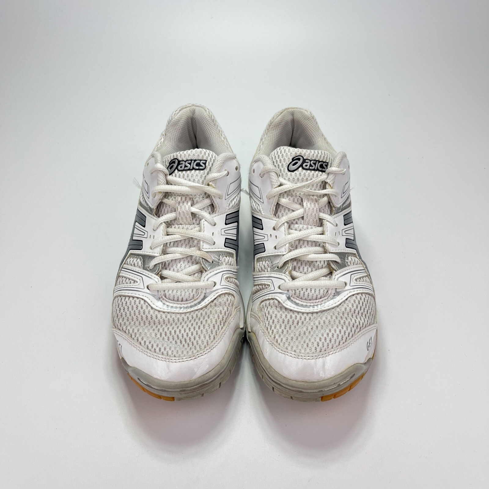 Asics Gel Rocket 7 White Silver Athletic Volleyball Tennis Shoes Women Size 8.5