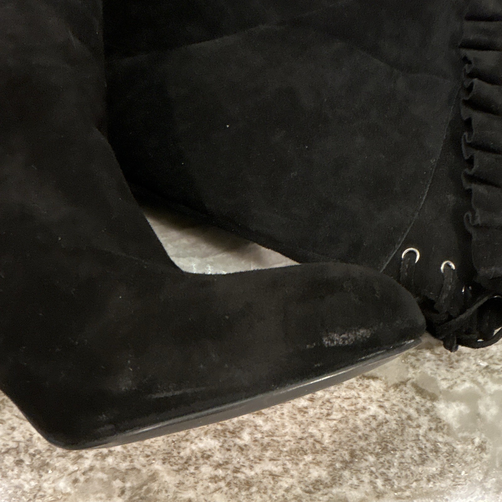 BCBG Generation BG-SANJI Black Suede Knee High Lace-Up Boots Pointed Toe 10M