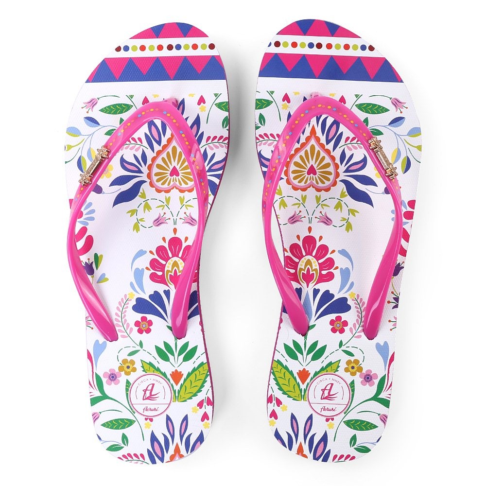 Women’s Water Resistant Rubber Flip Flops Skid Resistant Floral Print Sandles