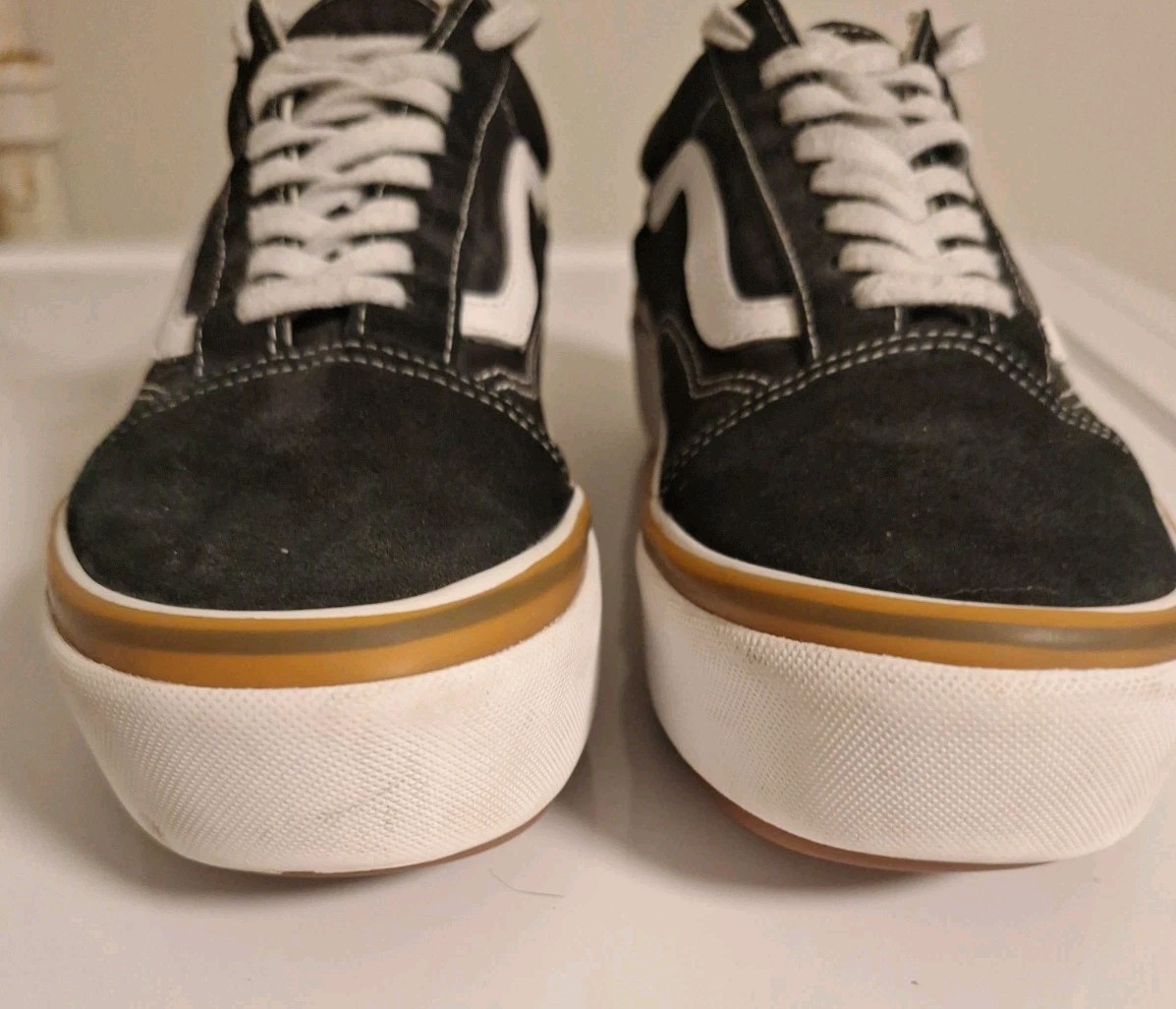 Vans Old Skool Stackform Platform Sneakers Black White Gum Men 9.5 Women’s US 8