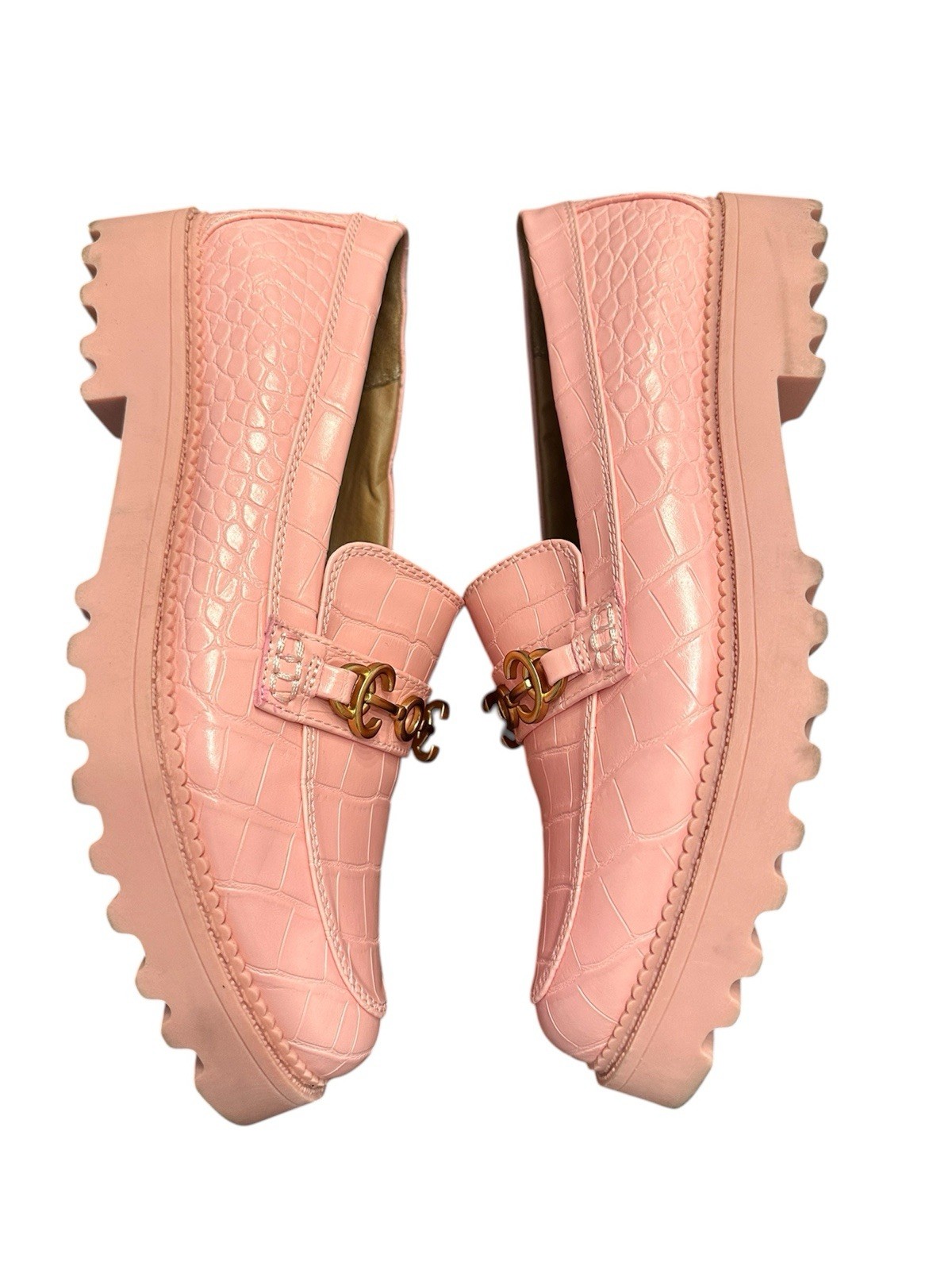 Circus by Sam Edelman Pink Crocodile Embossed Loafer Flats Women’s 9.5