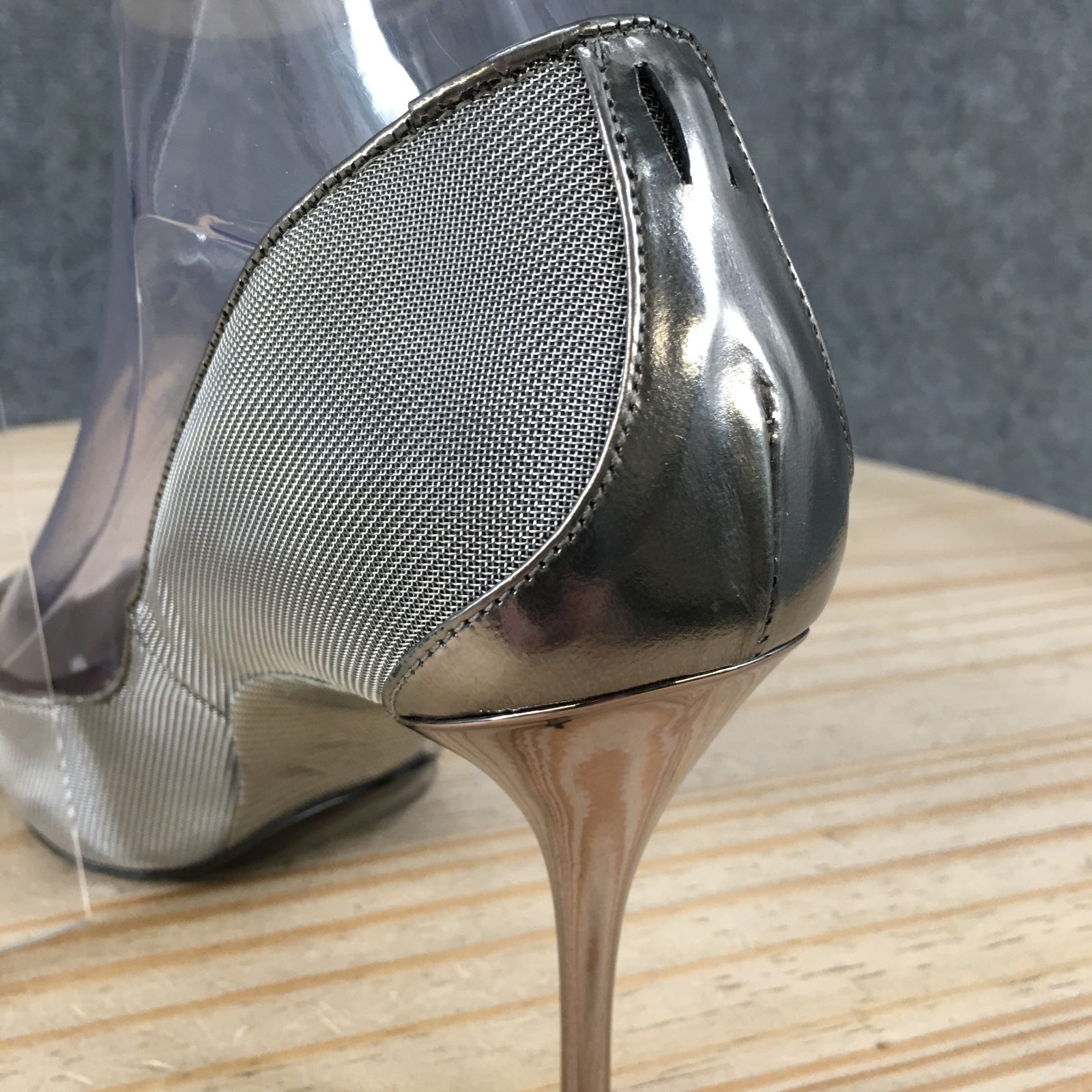 Enrico Cuini Dress Heels Womens 37.5 Slip On Pointed Toe Stiletto Pumps Silver