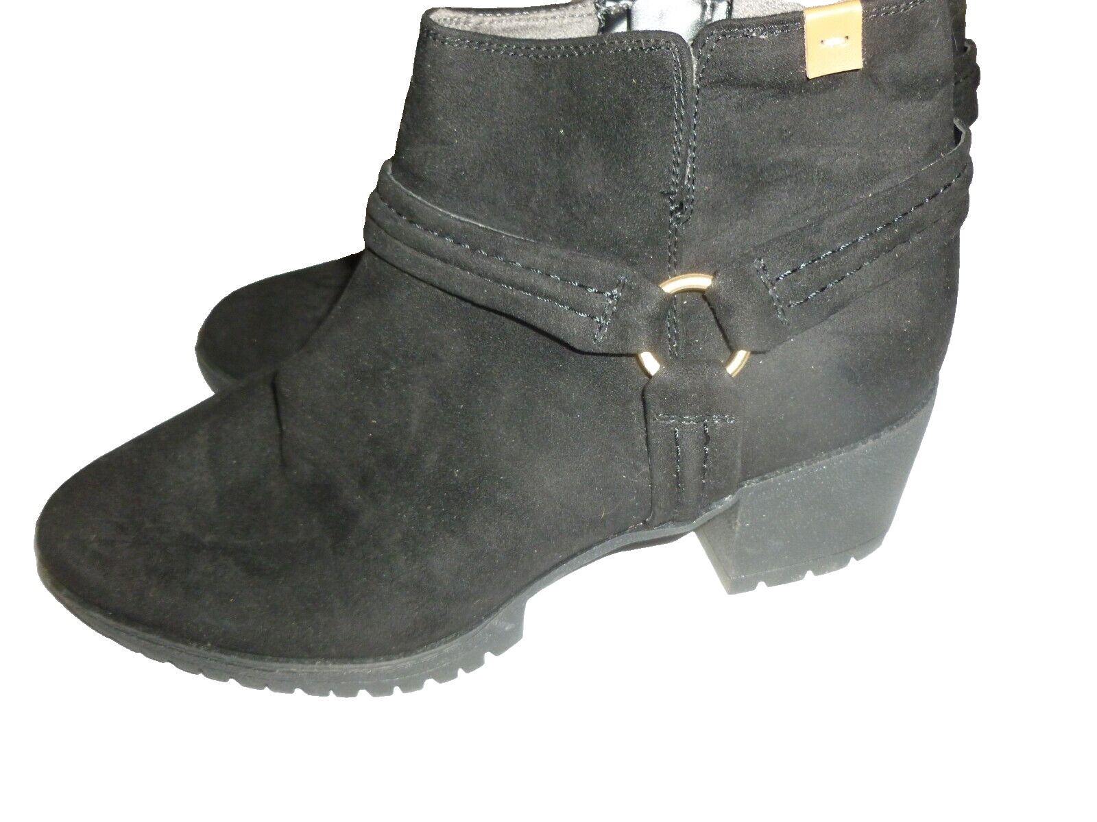 Dr. Scholl’s Women Zip Ankle Boots Black Leather Harness sz 40 US 10 M