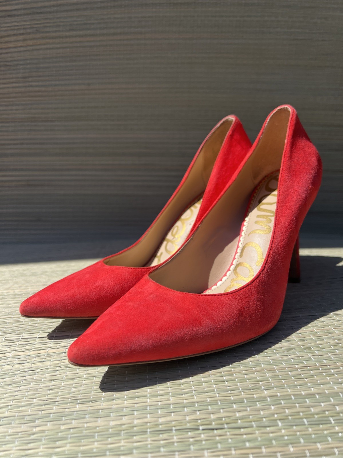 Sam Edelman Women’s Red Suede Heels Size 8 Preowned Condition